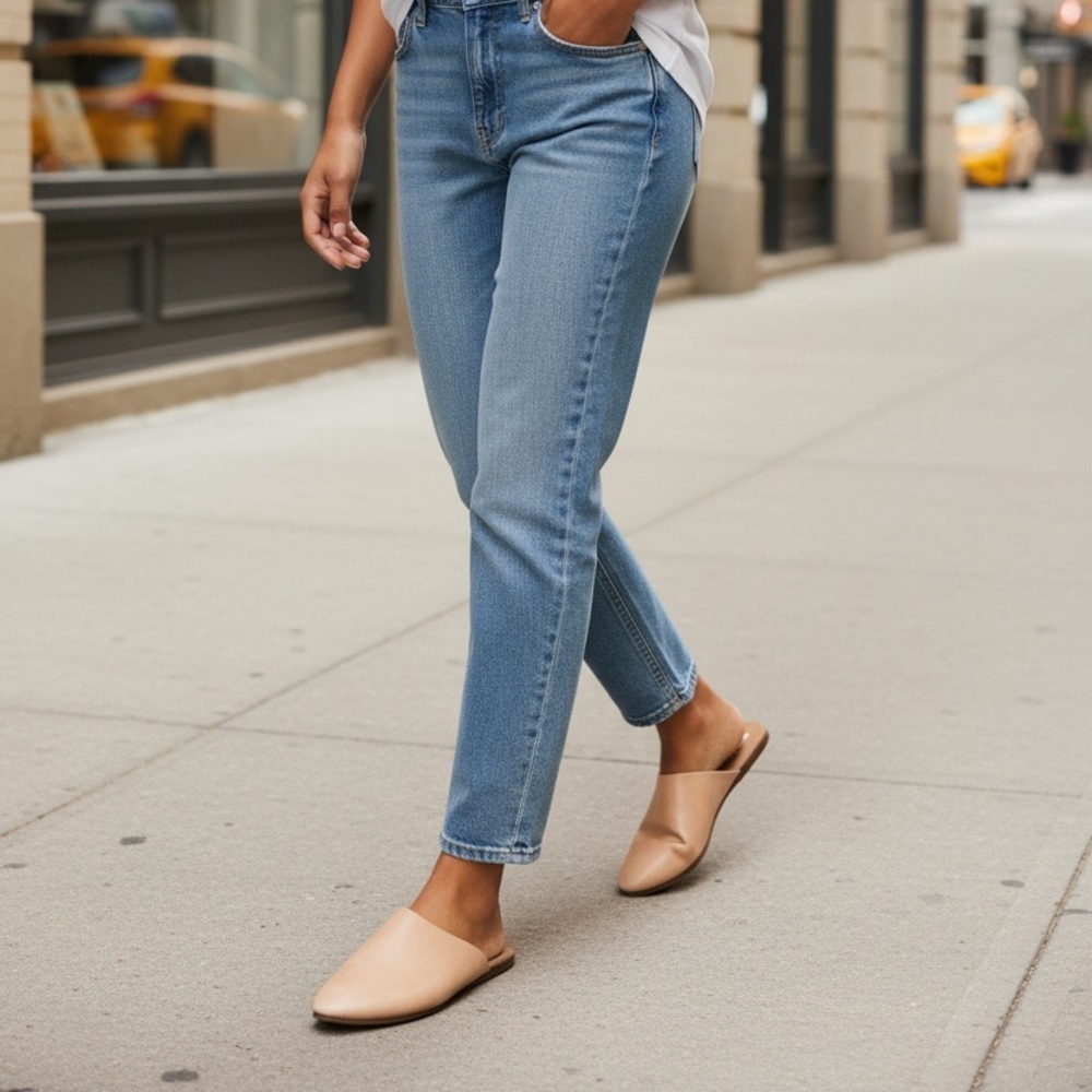 TOMS ‘Jade’ Tan Leather Slip-On Shoes